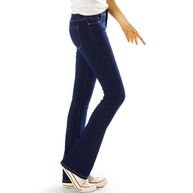 Hüftjeans Bootcut Jeanshose - Low Waist Stretchjeans Schlaghose, ausgestelltes Bein - Damen - j18g