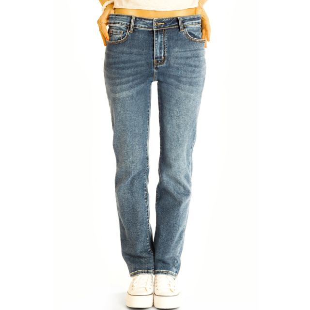 Regular fit Jeans gerade geschnittene Hose dunkelblaue Jeanshose stretchig – Damen - j46k