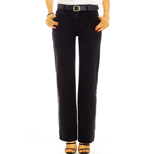 Medium waist straight cut Jeans regular denim stretch Hosen - Damen - j18e-1