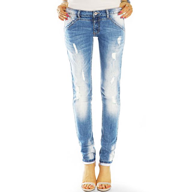Hüftjeans Vintage Röhrenjeans Skinny Hosen zerissen Slimfit - Damen - j14k-4
