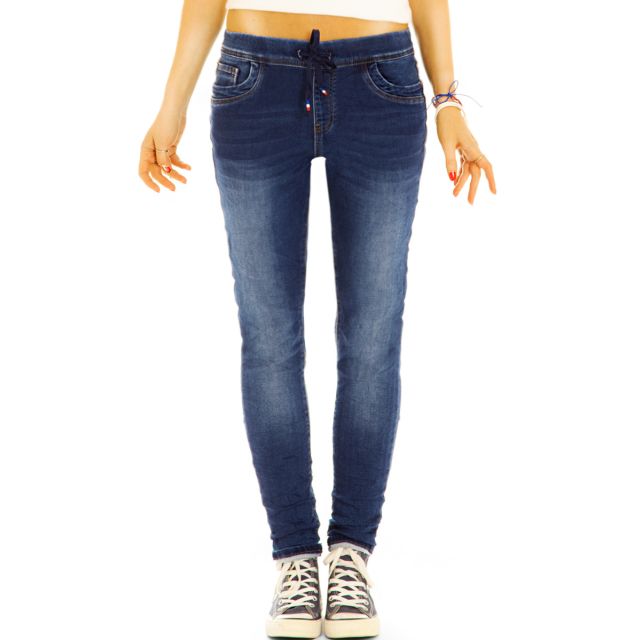 Hüftige röhrige Hose Slim fit Jeans mit bequemen elastischem Gummizug - Damen - j2p