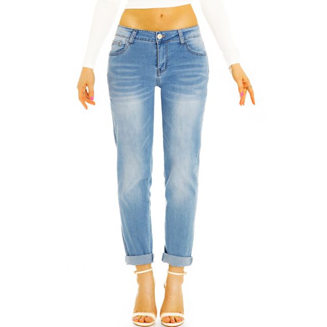 Medium waist lässige Mom Jeans Boyfriend Hose - Locker Bequeme Stretchjeans -  Damen - j16e-1
