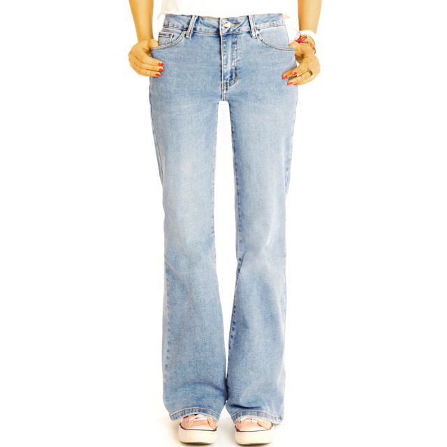 Medium waist Bootcut Jeanshose – hellblaue bequeme Stretchjeans lockere Schlaghose - Damen - j34k