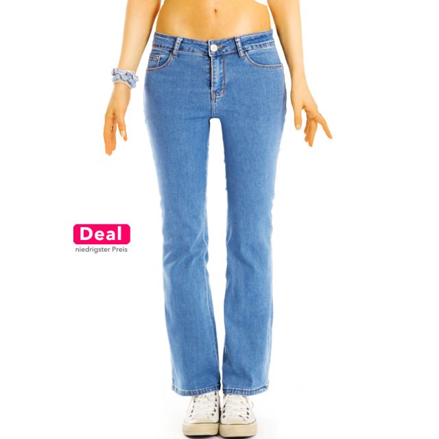 Cropped Bootcut Ankle Jeans stretchige Schlag Hosen - ausgestelltes Bein medium waist Jeans - Damen -  j7k