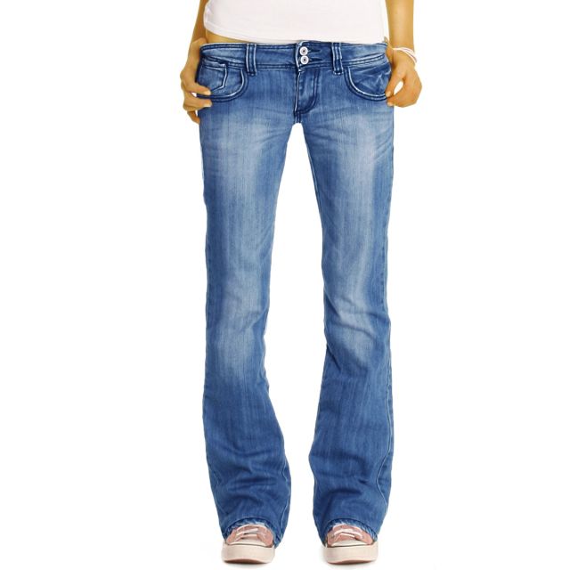 BE STYLED Hüftjeans low waist Bootcut Jeans Hose dunkelblau - Damen - j06x