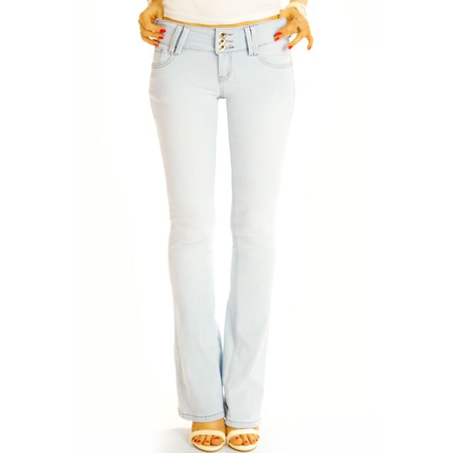 Hüftjeans Bootcut Jeans bequeme low waist Schlaghose Stretch Hosen - Damen - j38L-1