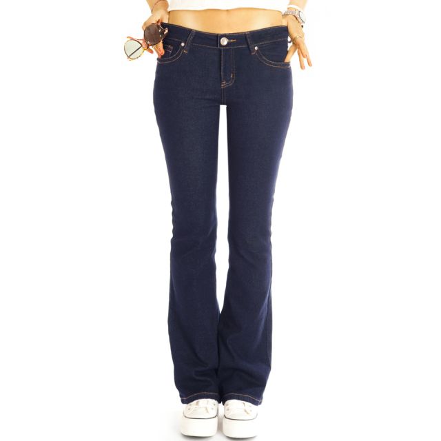 Hüftjeans Bootcut Jeans Slim fit low waist Schlaghose Stretch Hosen - Damen - j48L-1
