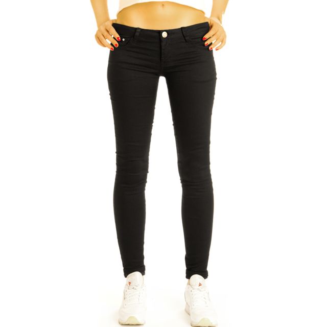 Low Waist Hüfthose hüftige Röhrenjeans Skinnyhose enge Strech Hüftjeans - Damen - j34L-1