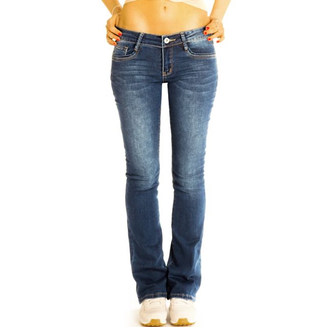 Hüftjeans Bootcut Jeanshose - Low Waist Jeans, Stretch fit Passform - Damen - j4p-1-dunkelblau