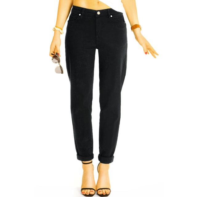 Mom fit Jeans schwarze medium waist Boyfriendhose loose fit Baggyjeans – Damen – j42k