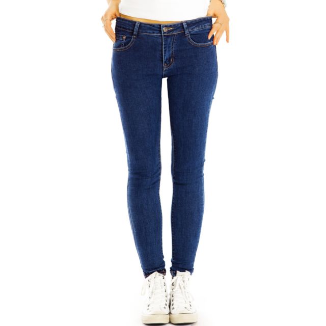 Medium Waist Röhrenjeans skinny denim Hosen stretch slimfit hoch geschnitten - Damen - j15g