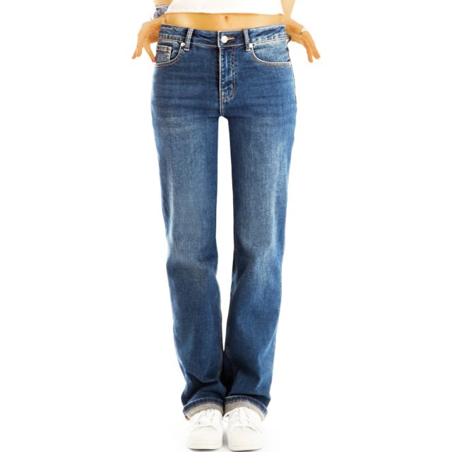 Relaxed Loose Fit Jeans medium waist Hose stretchige gerade Hose  - Damen - j35L-1