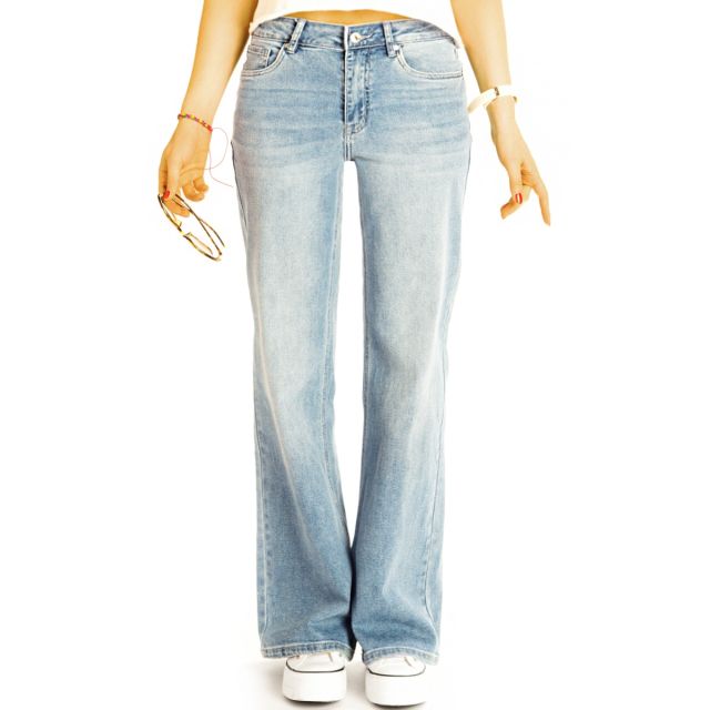 Boyfriend Jeans Hose, Baggy Loose Relaxed Fit, hellblaue Medium Waist Jeans - Damen - j32k