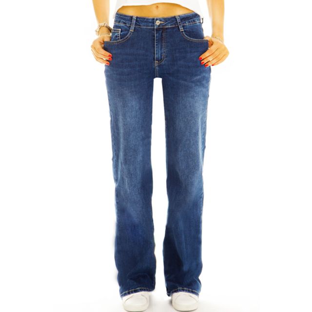 Medium waist straight cut Jeans regular denim stretch Hosen - Damen - j18e-1