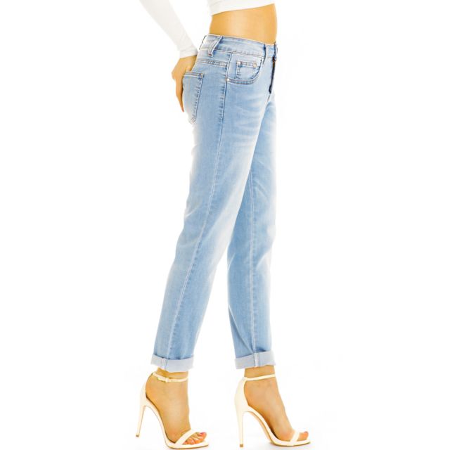 Medium waist lässige Mom Jeans Boyfriend Hose - Locker Bequeme Stretchjeans -  Damen - j16e-1