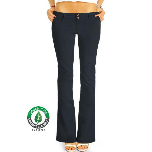 BE STYLED Premium Stoffhosen, Bootcut Chinos Hüfthosen aus Bio Organic Baumwolle, Damen -BIO-7