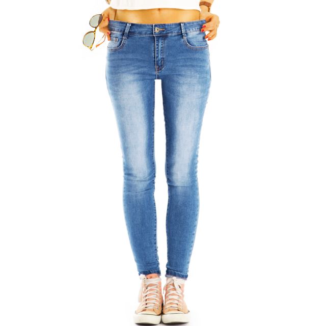 Röhrenjeans Skinny Fit Blue Jeans Medium Waist  Jeans aus Stretch Denim - Damen - j28k-1