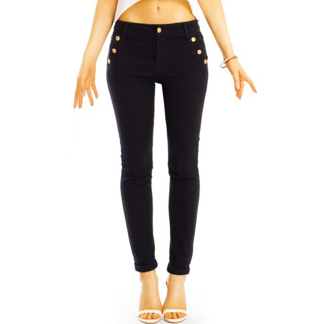 Medium waist slim fit Jeans stretchige bequeme Hosen mit Knopfleisten - Damen - j3p