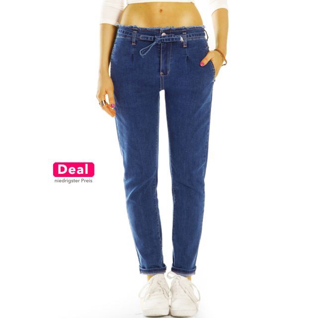 Boyfriend Jeans Baggy Hose Low Rise - Locker Bequem Weit Stretchig - Frauen - j21r-2