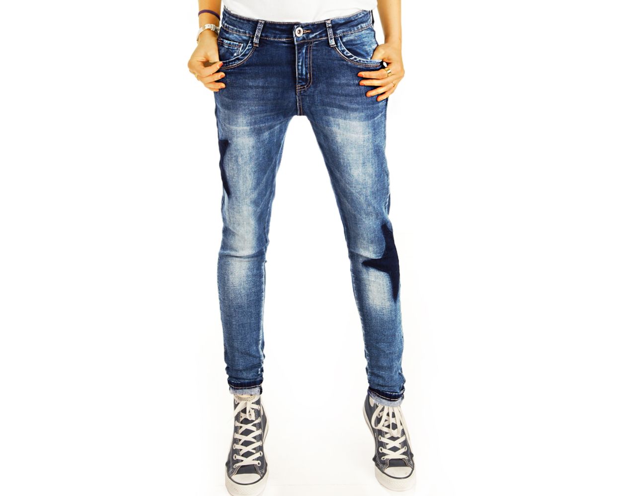 Be Styled Boyfriend Baggy Jeans Hose Tapered Passform Star Spangeld Huftjeans Damen J43k Q