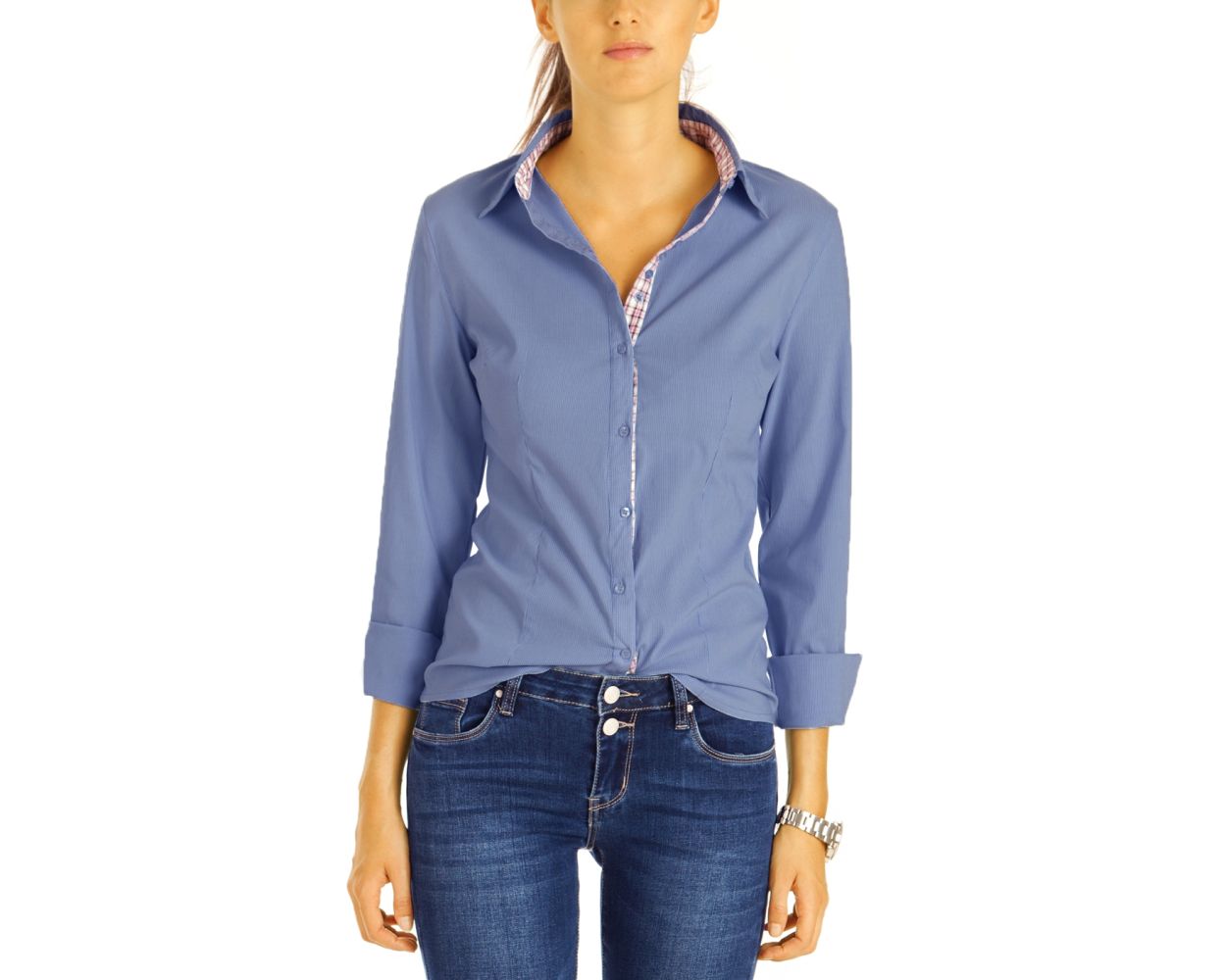 BE STYLED - Blusen tailliert gestreift Hemden Oberteil Top mit Stretch  bequem - Damen - t86z-Q