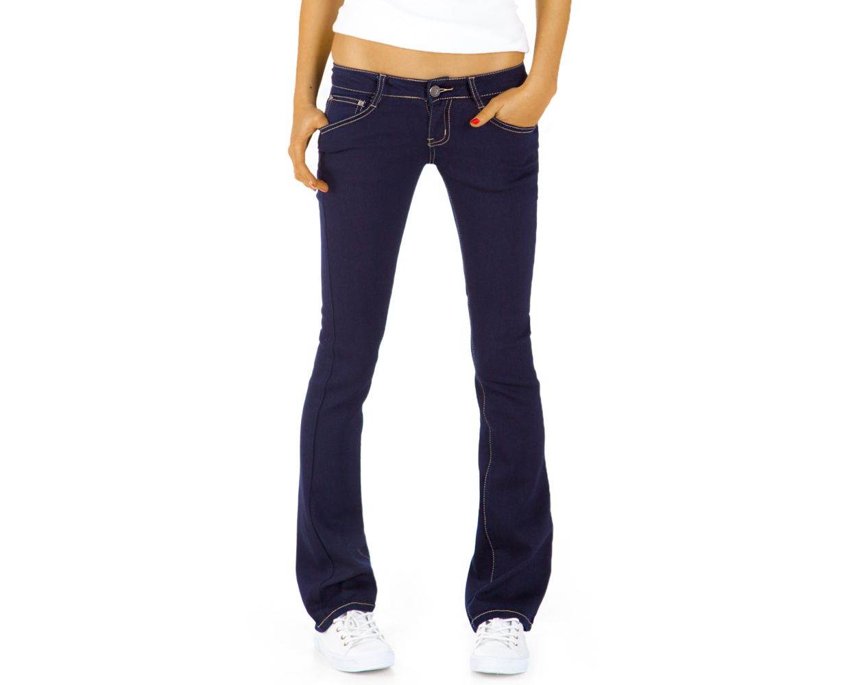 Be Styled Damen Bootcut Jeans Basic Schlaghose Mit Huftigem Bund J43kw