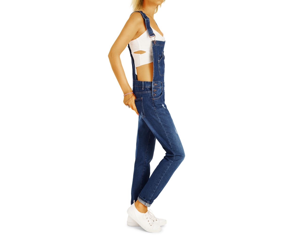 Be Styled Latz Jeans Hosen Boyfriend Fit Locker Bequem Overall Zerrissener Destroyed Look Damen J12p 2