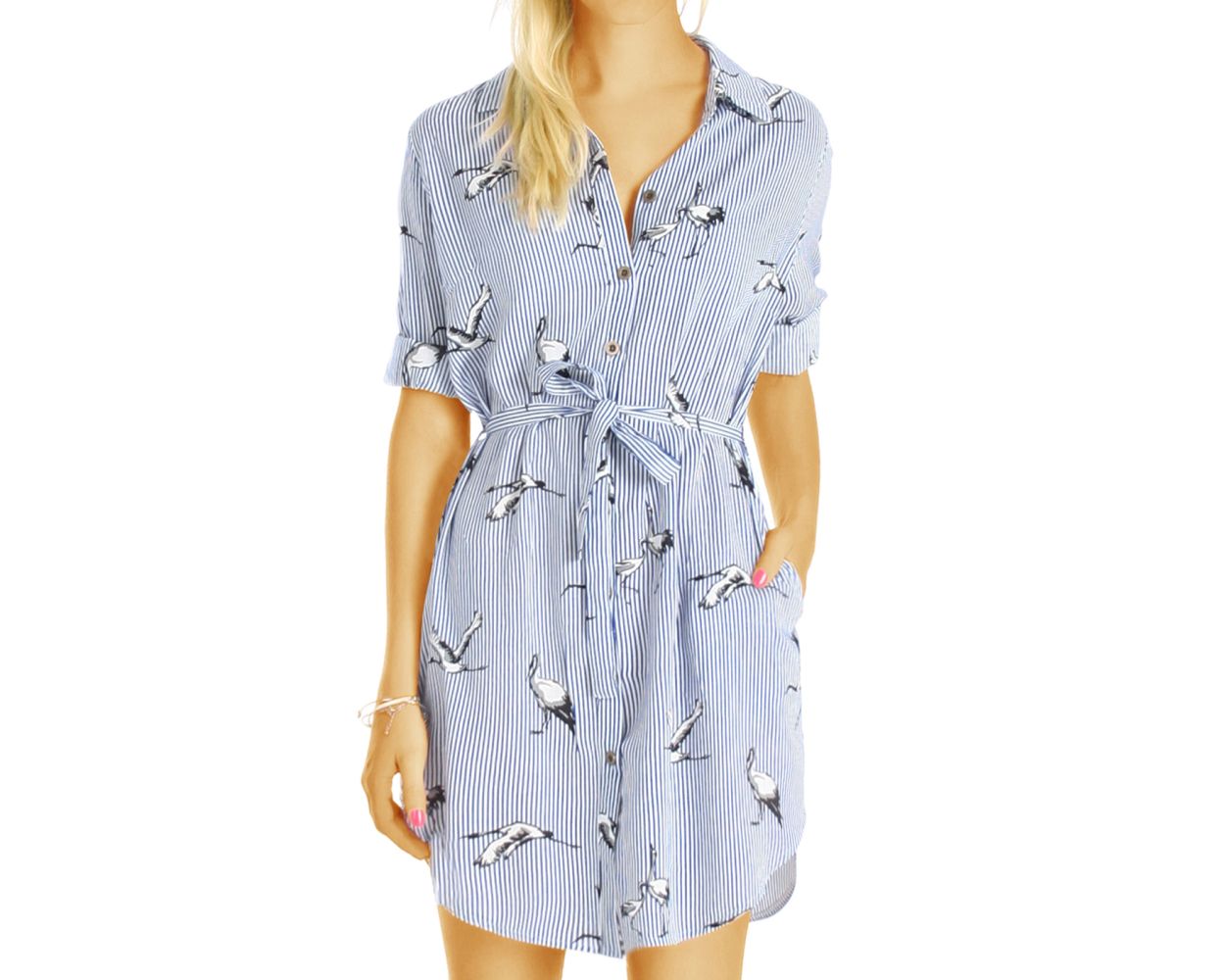 Be Styled Damen Hemdenkleider Kleid Im Maritimen Blusen Style T67z