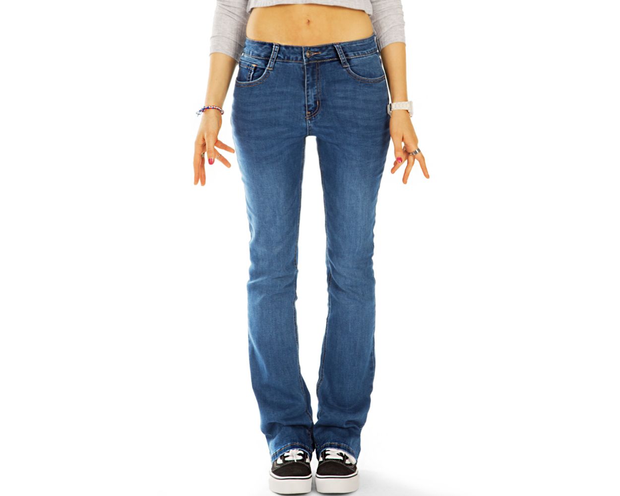 BE STYLED - Medium waist bootcut Jeans regular blaue denim stretch