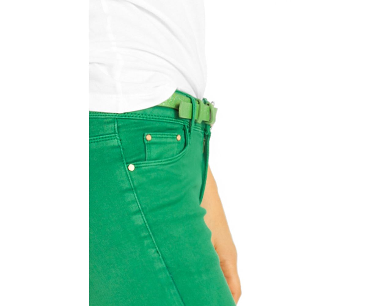 BE STYLED - Low Waist Jeans Hüftjeans Röhrenjeans grüne Skinny Hosen -  Damen - j19e