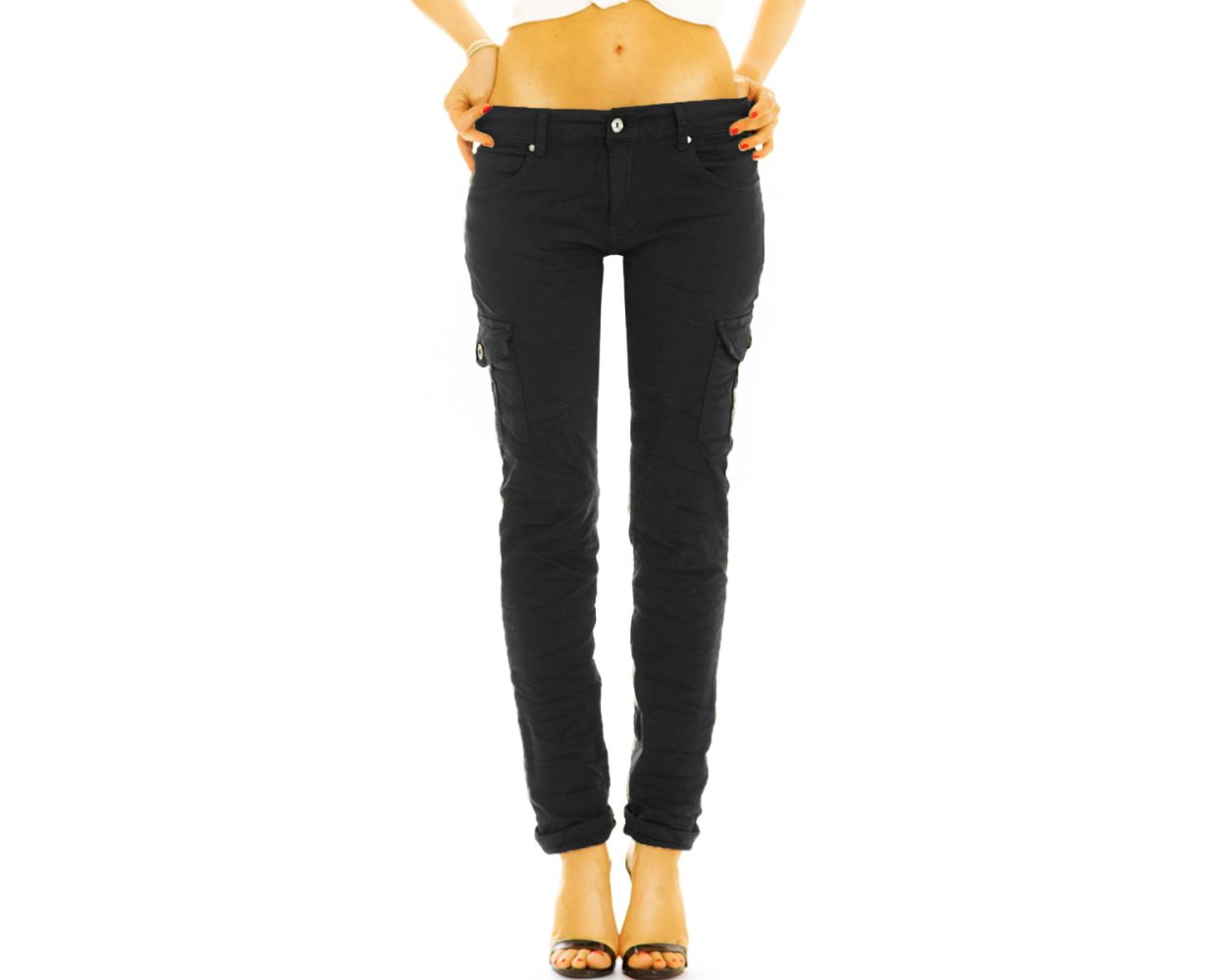 BE STYLED - Low waist Cargohose Stoffhose bequeme Hose im stretchigen Slim  Fit Look - Damen - j4f