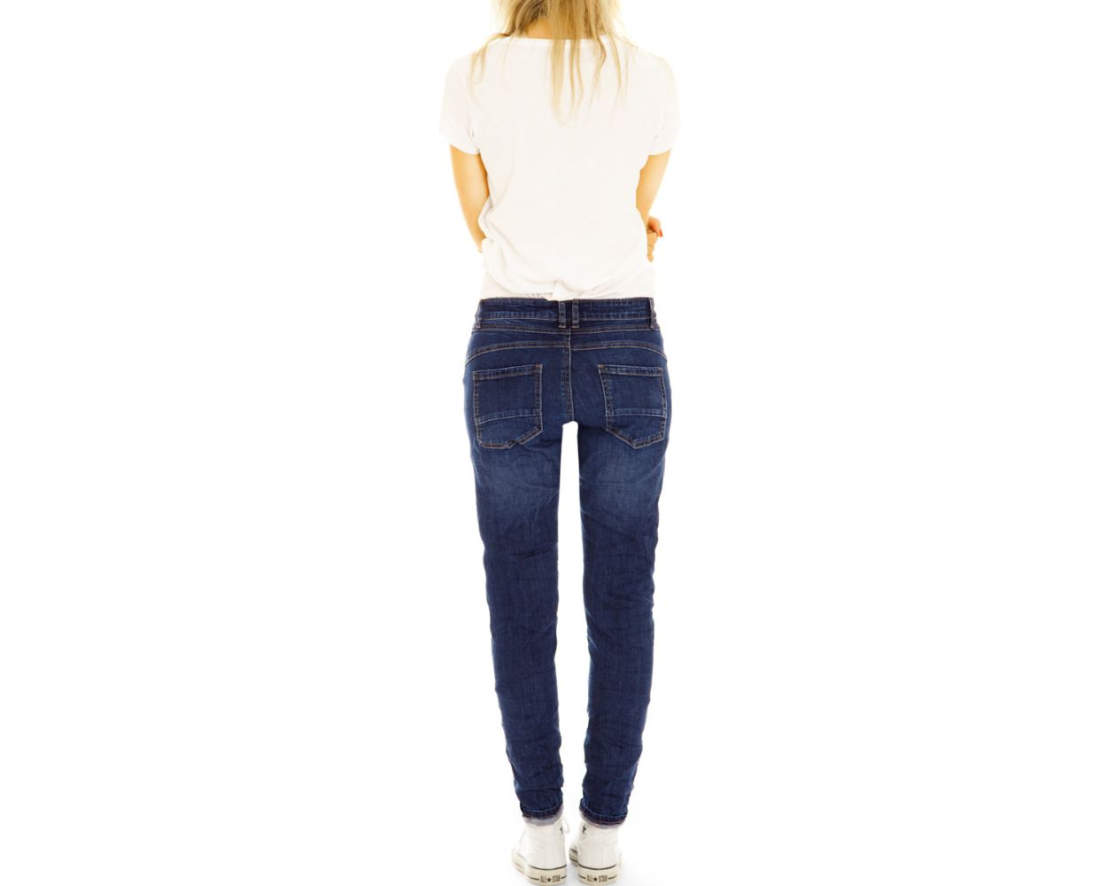 BE STYLED - Slim Fit Jeans Hose im ausgefallenen Style mit schräger  Knopfleiste und Reißverschluss - Damen - j8e-2