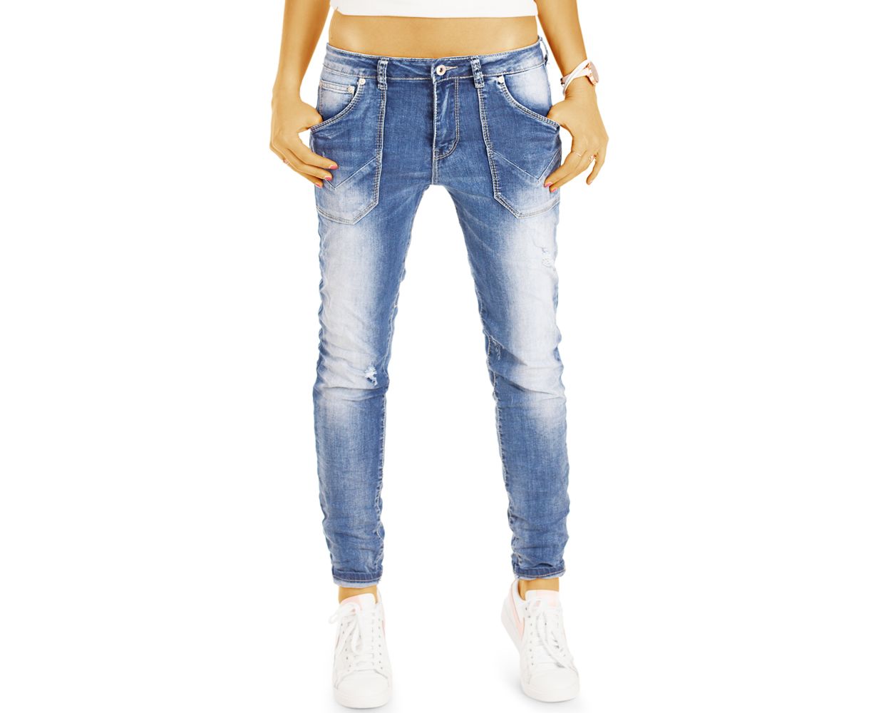 Be Styled Huftige Baggy Damen Jeans Mit Aufgesetzten Taschen Girlfriend Boyfriend Fit J19m
