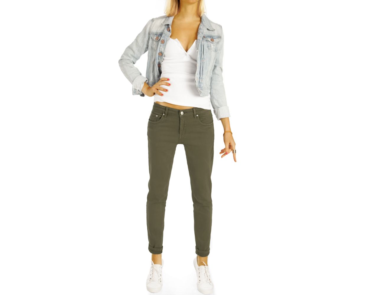 Boyfriend hose damen khaki clearance