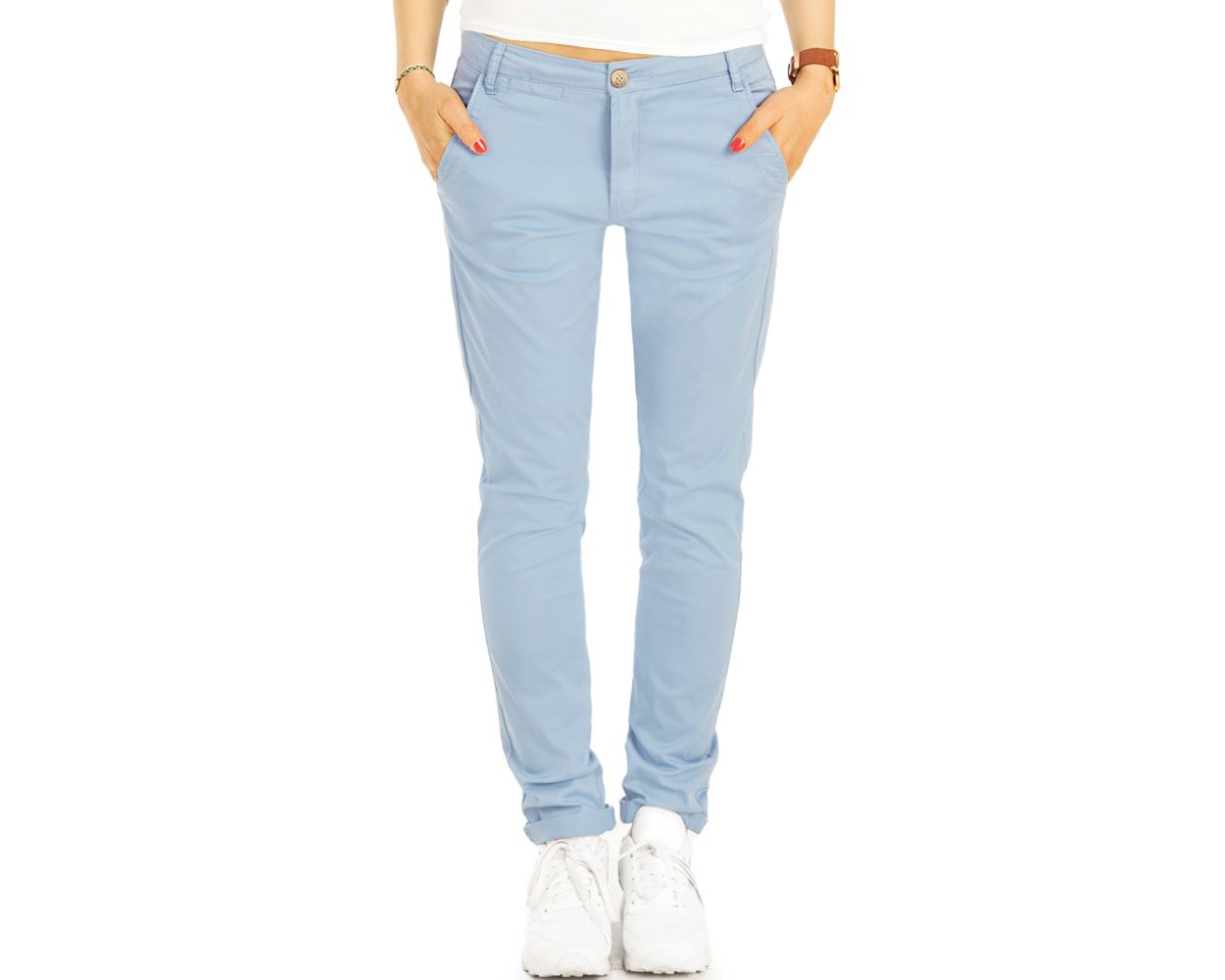 Chino hose damen hellblau Clearance