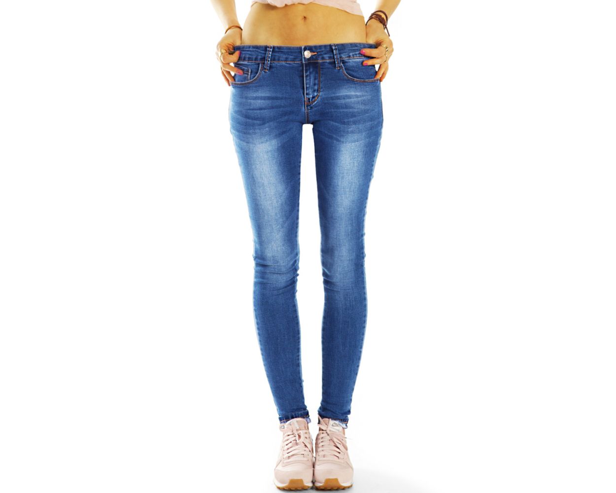 Skinny Leg Trousers With Elasticated Waist in Schilf