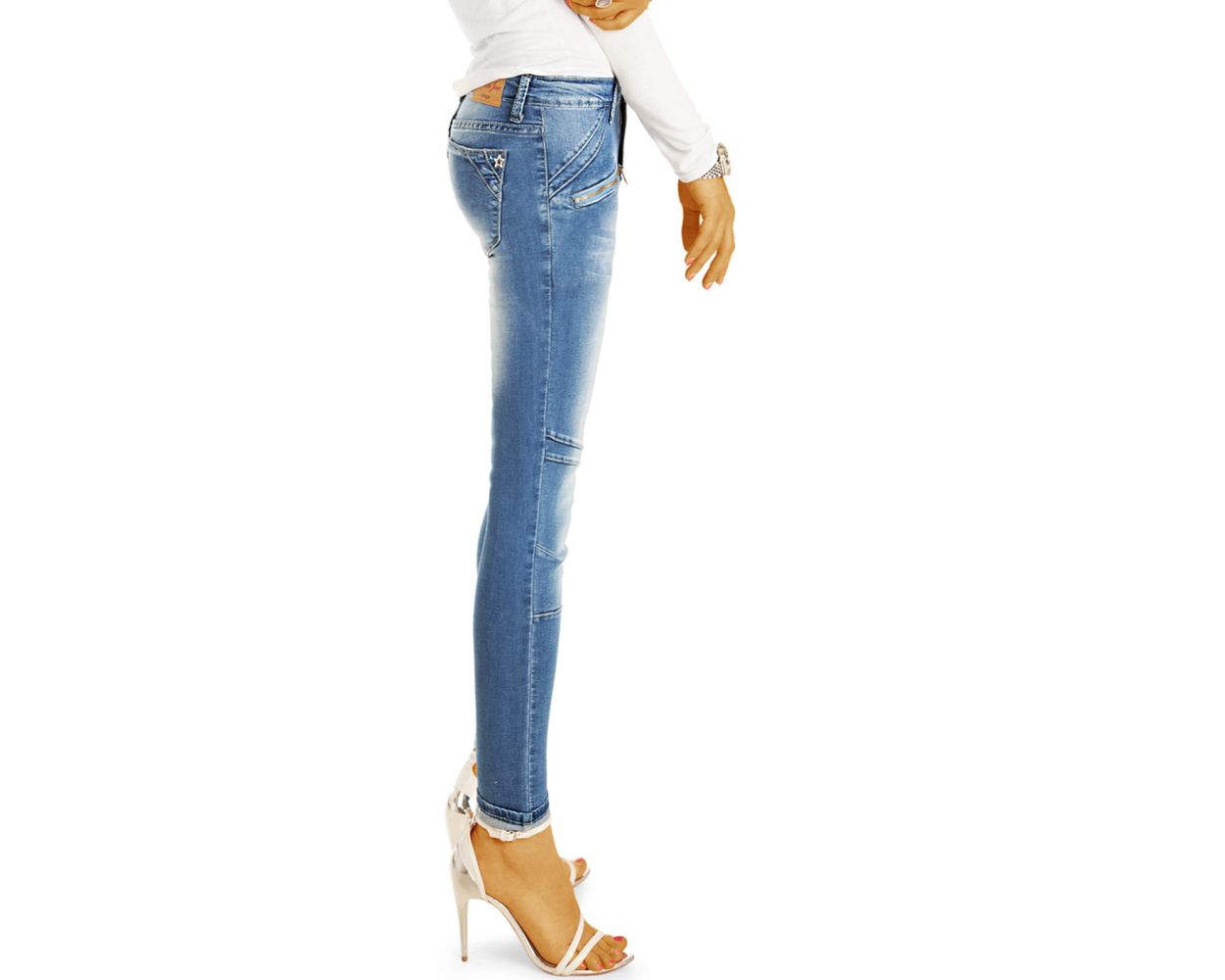 BE STYLED - Jeans Hosen slimfit stretchig - Enge Röhrige Skinny Jeans -  Damen - j24p-Q