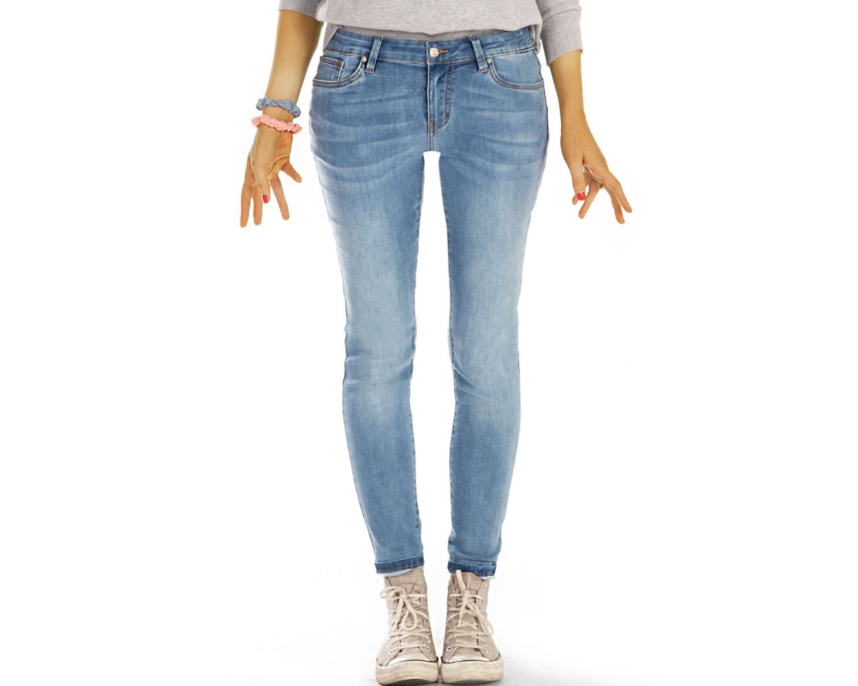 BE - medium waist Jeans hellblaue Jeans stretch Hosen - Damen - j41L-1
