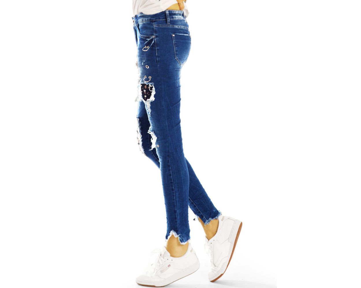 Damen Bekleidung Jeans Röhrenjeans NA-KD Denim Low Rise Distressed Skinny Jeans in Blau 