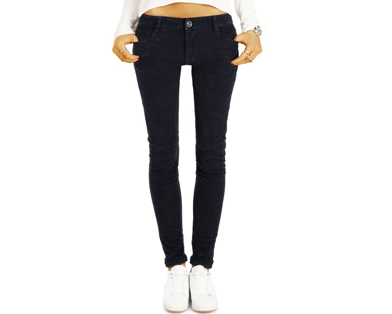 Damen Basic High Waist Slim Fit Skinny Röhren Stretch Jeans 34 36 38 40 42 weiß