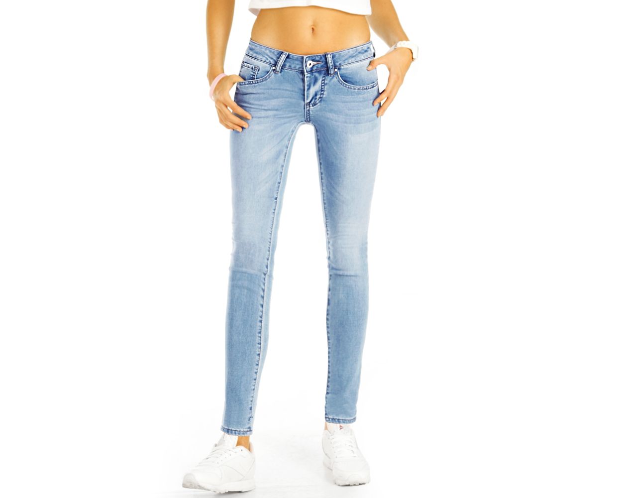 Be Styled Lange Low Waist Hüftjeans Hose Röhrenjeans Skinny Power Strecht Pushup Damen J6l