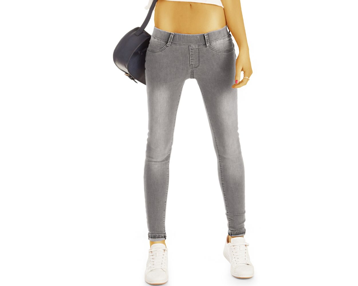 BE STYLED Rohrenjeans Super Stretch Jeggings Damen Hosen aus Denim Stretch in grau und schwarz j66i Q