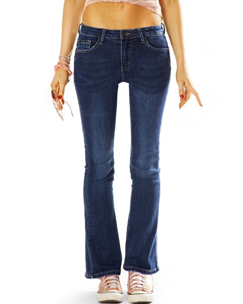 Damen Bootcut Jeans - bequeme Basic Schlaghose mit normaler Leibhöhe - j8L