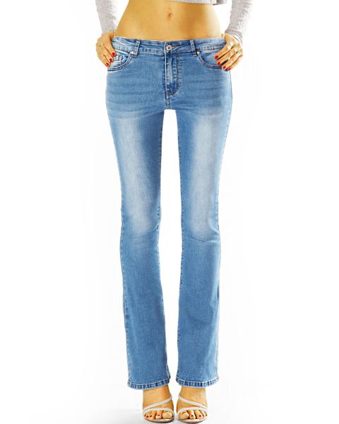 Bootcut Jeans Hose Medium Waist - Schlagjeans in Stretch Slim Fit Passform - Damen - j13L