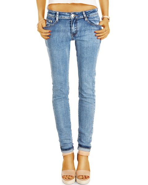Stretchjeans Hose enge Skinny Röhrenjeans - Basic Denim Vintage Used - Damen -  j20p
