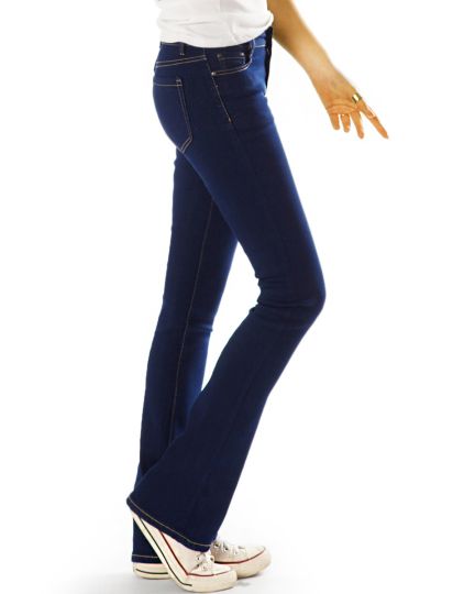 Hüftjeans Bootcut Jeanshose - Low Waist Stretchjeans Schlaghose, ausgestelltes Bein - Damen - j18g