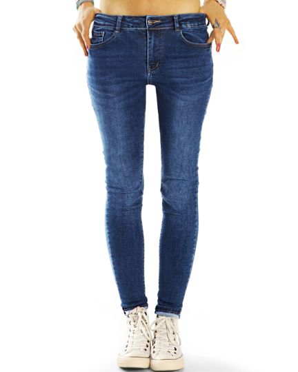 Medium Waist Röhrenjeans skinny denim Hosen stretch slimfit hoch geschnitten - Damen - j36g-1