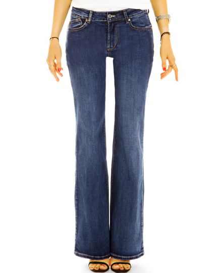 Bootcut Jeans Hose Medium Waist - Schlagjeans mit Stretch ausgestellter Passform - Damen - j5e