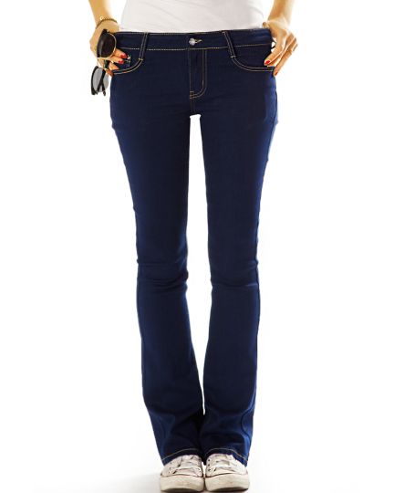 Hüftjeans Bootcut Jeanshose - Low Waist Stretchjeans Schlaghose, ausgestelltes Bein - Damen - j18g