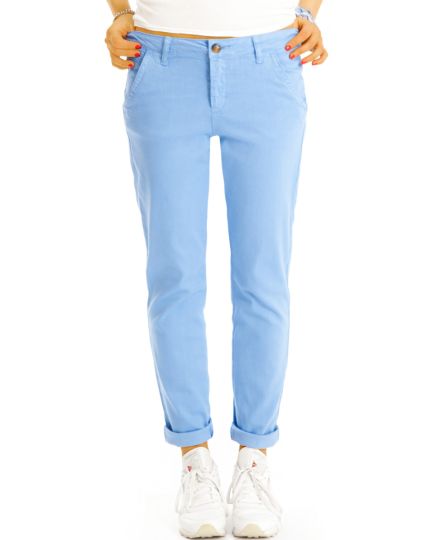 Medium waist Chinohose bequeme bunte Stoffhosen stretchig - Damen - j37L-1